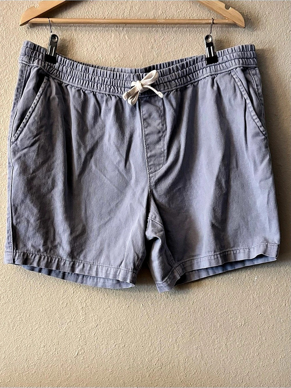 Sonoma XL Blue Gray Pull-On Shorts Cotton Drawstring 6" Inseam